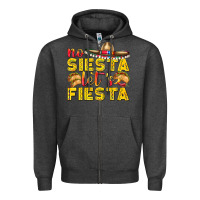 Charcoal Heather No Siesta Let's Fiesta Zipper Hoodie - texasbilliewilder