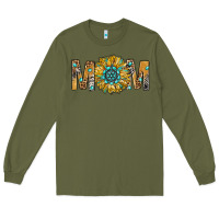 Army Green Western Mom With Gemstone And Sunflower Long Sleeve Tee - BundleAndBundleShop