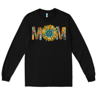 Black Western Mom With Gemstone And Sunflower Long Sleeve Tee - BundleAndBundleShop