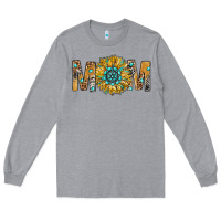 Heather Grey Western Mom With Gemstone And Sunflower Long Sleeve Tee - BundleAndBundleShop
