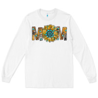 White Western Mom With Gemstone And Sunflower Long Sleeve Tee - BundleAndBundleShop