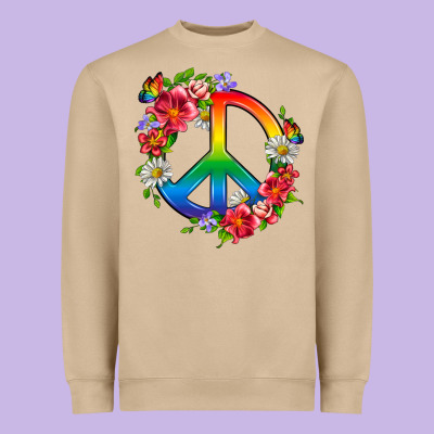 Peace Pride Lgbtq+ And Flowers Heavyweight Sweatshirt Designed By Bundleandbundleshop