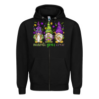 Black Mardi Gras crew with gnomes Zipper Hoodie - NancyCooperArtShop