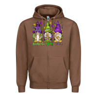 Chestnut Mardi Gras crew with gnomes Zipper Hoodie - NancyCooperArtShop