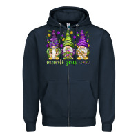 Navy Mardi Gras crew with gnomes Zipper Hoodie - NancyCooperArtShop