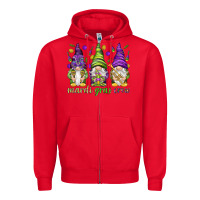 Red Mardi Gras crew with gnomes Zipper Hoodie - NancyCooperArtShop