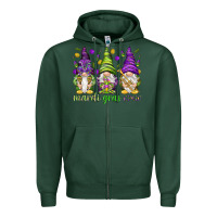 Sports Green Mardi Gras crew with gnomes Zipper Hoodie - NancyCooperArtShop