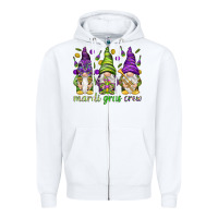 White Mardi Gras crew with gnomes Zipper Hoodie - NancyCooperArtShop