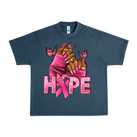 Midnight Navy Hope Breast Cancer nails Urban Heavy Tee - NancyCooperArtShop