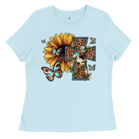 Leopard Cross Sunflower Butterfly Ladies Tee | Teevron