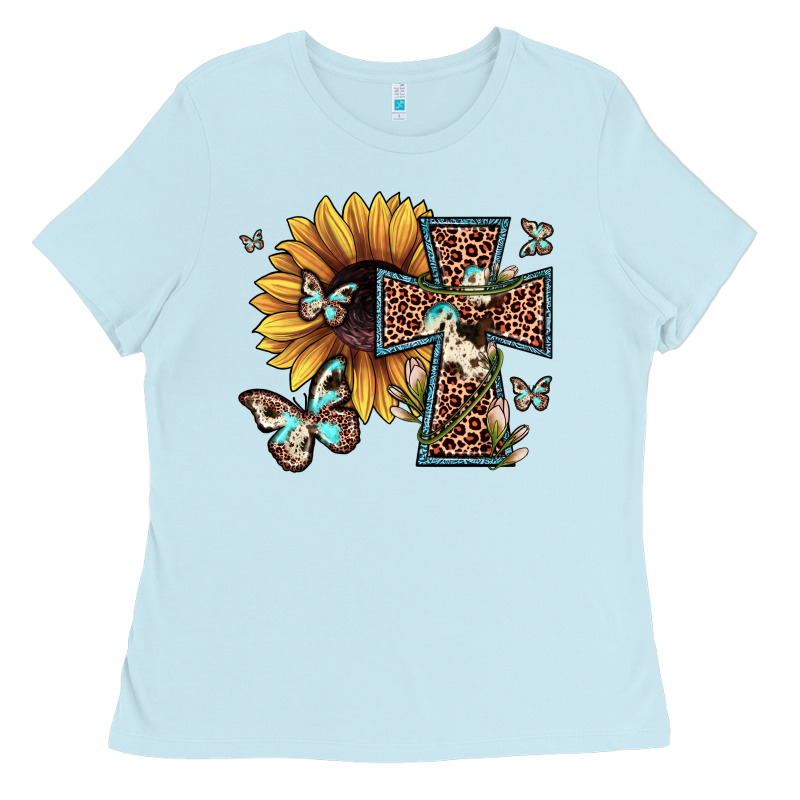 Leopard Cross Sunflower Butterfly Ladies Tee by JahusDesignShop | Teevron