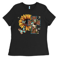 Black leopard cross sunflower butterfly Ladies Tee - JahusDesignShop