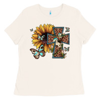 Bone leopard cross sunflower butterfly Ladies Tee - JahusDesignShop