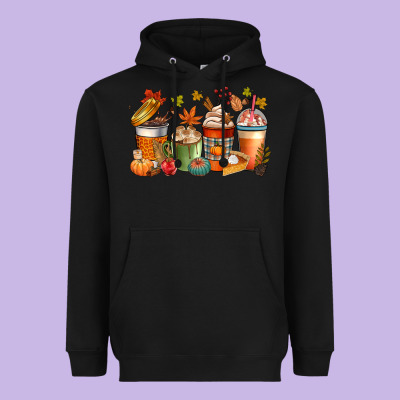 Fall Coffee Cups Heavyweight Hoodie Designed By Cowgirlartshop