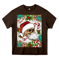 Chocolate Brown Christmas hippie skeleton santa Heavy Core Tee - Artiststas