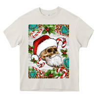 Cream Christmas hippie skeleton santa Heavy Core Tee - Artiststas