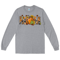 Heather Grey Western Mom With Pumpkins Long Sleeve Tee - BundleAndBundleShop