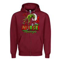 Burgundy grinch hand nurse manager Zipper Hoodie - NancyCooperArtShop
