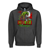 Charcoal Heather grinch hand nurse manager Zipper Hoodie - NancyCooperArtShop