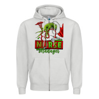 Dove Grey grinch hand nurse manager Zipper Hoodie - NancyCooperArtShop