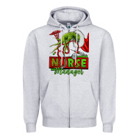 Heather Grey grinch hand nurse manager Zipper Hoodie - NancyCooperArtShop