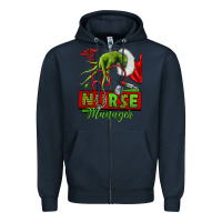 Navy grinch hand nurse manager Zipper Hoodie - NancyCooperArtShop