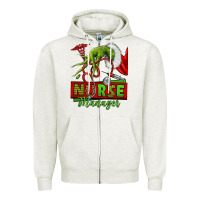 Oatmeal Heather grinch hand nurse manager Zipper Hoodie - NancyCooperArtShop
