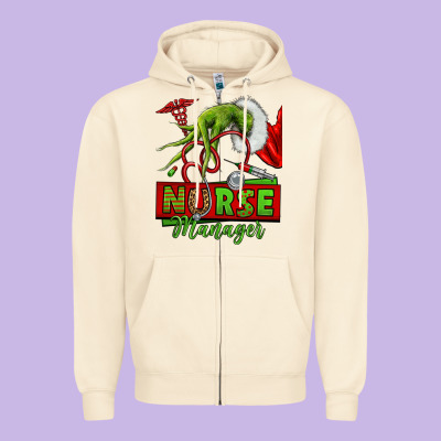 Grinch Hand Nurse Manager Zipper Hoodie Designed By Nancycooperartshop