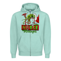 Seafoam grinch hand nurse manager Zipper Hoodie - NancyCooperArtShop