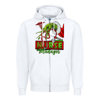 White grinch hand nurse manager Zipper Hoodie - NancyCooperArtShop