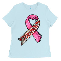 Baby Blue breast cancer sport ribbons Ladies Tee - AdoDesignShop