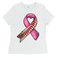 White breast cancer sport ribbons Ladies Tee - AdoDesignShop