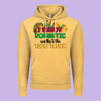 I Enjoy Romantic Walks To The Taco Truck Vintage Hoodie Designed By Maliassmallbusiness