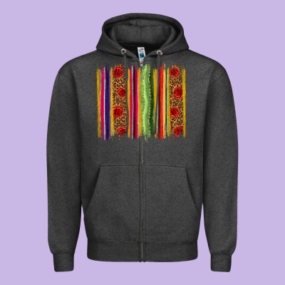 Mexico Serape Brushstroke Zipper Hoodie Designed By Texasbilliewilder