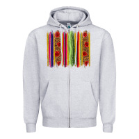 Heather Grey Mexico Serape Brushstroke Zipper Hoodie - texasbilliewilder