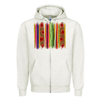 Oatmeal Heather Mexico Serape Brushstroke Zipper Hoodie - texasbilliewilder