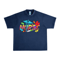 Navy Autism Nurse Urban Heavy Tee - NancyCooperArtShop