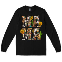 Black Western Mama With Sunflowers Long Sleeve Tee - BundleAndBundleShop