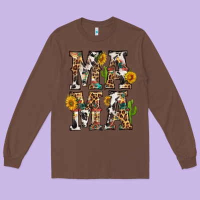 Western Mama With Sunflowers Long Sleeve Tee Designed By Bundleandbundleshop