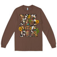 Chestnut Western Mama With Sunflowers Long Sleeve Tee - BundleAndBundleShop