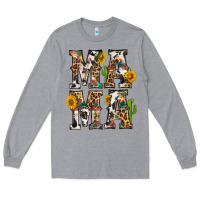 Heather Grey Western Mama With Sunflowers Long Sleeve Tee - BundleAndBundleShop
