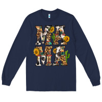 Navy Western Mama With Sunflowers Long Sleeve Tee - BundleAndBundleShop