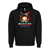 Black Mexican American Messy Bun Zipper Hoodie - texasbilliewilder