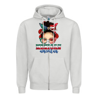 Dove Grey Mexican American Messy Bun Zipper Hoodie - texasbilliewilder