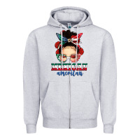 Heather Grey Mexican American Messy Bun Zipper Hoodie - texasbilliewilder