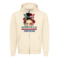Sandshell Mexican American Messy Bun Zipper Hoodie - texasbilliewilder