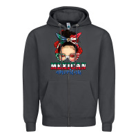 Smoke Mexican American Messy Bun Zipper Hoodie - texasbilliewilder