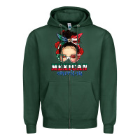 Sports Green Mexican American Messy Bun Zipper Hoodie - texasbilliewilder
