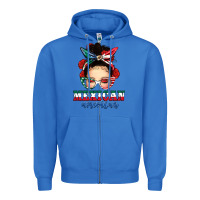 True Royal Mexican American Messy Bun Zipper Hoodie - texasbilliewilder