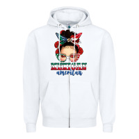 White Mexican American Messy Bun Zipper Hoodie - texasbilliewilder
